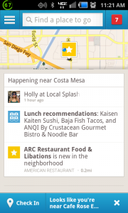 Foursquare Home Screen on Android